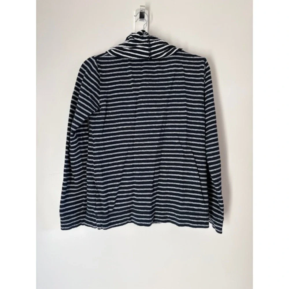 J.Crew Womens Navy White Striped‎ Cowl Neck Sweatshirt Kangaroo Pocket Size S